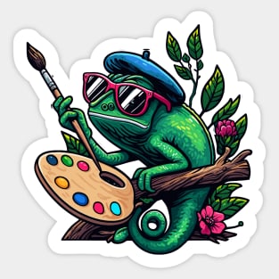 Artistic Camouflage: The Chameleon Sketch Artis Sticker